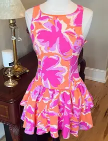 Avara Celia Dress Mini Pink Orange Flirty Tiered Mini New