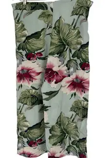 Carol Anderson Tropical Floral Vacation Wide Leg Pants Green Pink Size Small