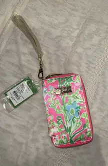 Lily Pulitzer Tiki Palm wristlet pink