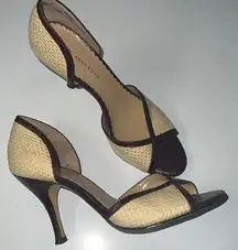 Anne Klein Paper Straw Heels Brown Size 7 Pumps