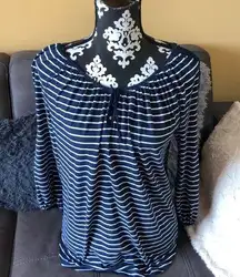 LAUREN JEANS Striped Blue & White Top Size XS