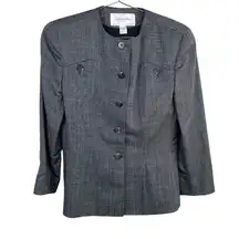 Christian Dior  The Suit Gray Wool Gingham Print Shoulder‎ Pad Blazer