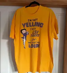 LSU  Betty Boop Tigers Yellow Graphic T-Shirt. Size XL