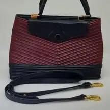 Vince Camuto Black and Black Cherry Satchel Bag with shoulder strap