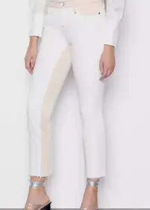 FRAME Le High Straight Crop Jeans‎ Blanc Multi Colorblock Denim Womens 27 Casual