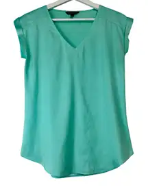 Express Women’s Cap Sleeve Blouse Teal Size XS EUC FLAW Professional Girly Cute
