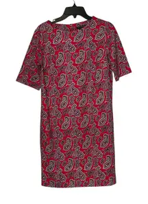 Banana Republic Paisley Print Midi Shift Dress Women Size 4 Short Sleeve A Lined