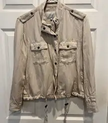 Rails Collins Military Jacket Cream‎ Beige Bone Neutral Small Tencel Linen Blend