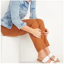 NWT Old Navy High Rise Linen Blend Straight Leg Pants Size Medium Tiger Eye