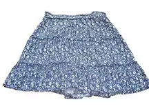 Rachel Zoe Floral Tiered Mini Skirt Blue White Summer Casual Size‎ Small