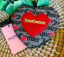 Juicy Couture Heart Coin Purse Black & Red Logo Print – NWT