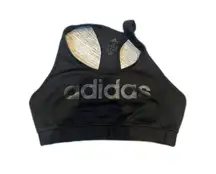 Adidas Medium Womens Plain Solid Black Sports Bra
