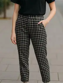 American Eagle Outfitters Womens Black Tan High Waist Plaid Mom Jeans US 2 Short