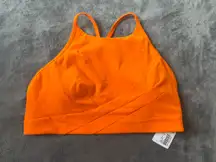 Lululemon Flow Y Nulu Longline Bra Orange Flash - Size 10