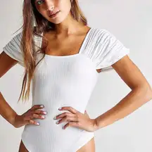 Free People Front Row Bodysuit White