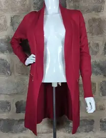 MAGASCHONI red open front gold accent sweater‎ size small