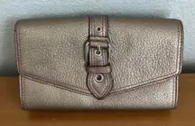 Vtg Wilsons Leather Bifold Wallet For Women Leather‎ Rose Gold Tone
