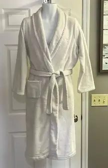 Victoria’s Secret Ivory Cozy Plush Long Sleeve Long Robe with Pockets Belt- Med
