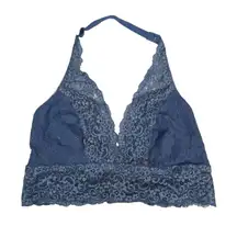 Soma Womens M Bralette Lace Halter in Periwinkle Blue