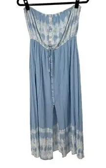 Coco+Jaimeson Blue White Strapless Midi Dress