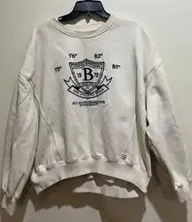 BDG Urban Outfitters  Crew Neck Sweatshirt Size Medium ~ Oversized ~ Ivory/Blue