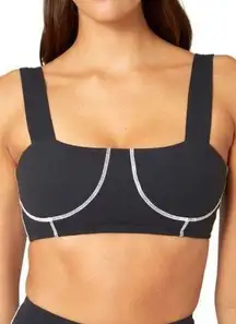 We Wore What NWT  Black Corset Sports Bra Top Bralette XS Cropped Workout Top