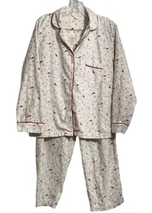 Charter Club Cream Pajama Set with Red Trim