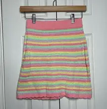 Wild Fable  Crochet Mini Skirt Pastel Stripes Size XS