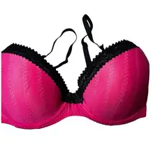 BETSEY JOHNSON Bright pink push up bra Size 34C
