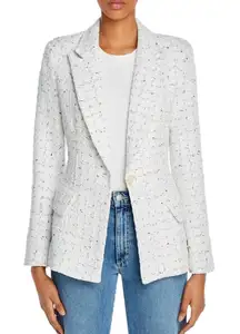 Amanda Uprichard Aldridge Tweed Blazer White Colorful Size Large Office