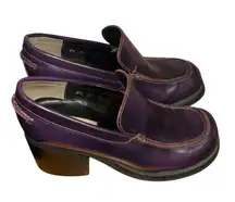 Vintage 90s Steve Madden Platform shoes Purple Leather Chuncky heel Size 9.5