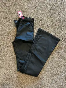 Black Leather Flare  Pants