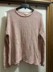 Leo & Nicole Large blush pink and white knit sweater