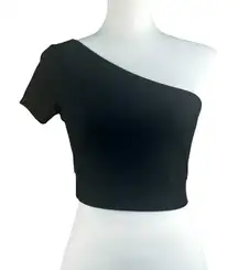 NWT Victoria's Secret Sport Black One Shoulder Stretch Crop Top Size XS