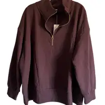 A New Day Women's Plus Size Brown Quarter Zip Sweatshirt - Size 3X - NWT