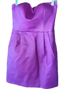 Topshop Purple Plum Magenta Faux Leather Strapless Mini Dress Size 6