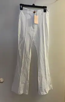 Shein Womens White Pants Flare Bell Leg Bottom Size 4 Waist 28” 28x30 New NWT