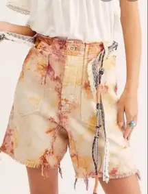 Free People We The Free she's a Legend Tie Dye Denim Shorts Orange Purple‎