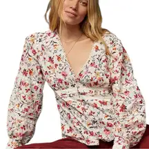 Anthropologie Floral Lace Blouse 6 – Puff Sleeve Boho Romantic Cottagecore Top