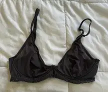 Honeydew Grey Lace Trim Underwire Bra-- No Padding sz Medium