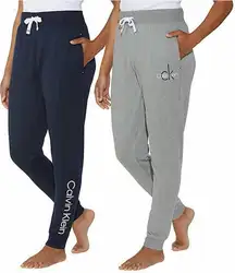 Calvin Klein Women's 2 Pack French Terry Joggers Color: Navy/Wolf Grey