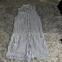 abercrombie and fitch blue and white pinstripe romper size xs