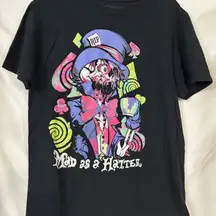 Psychedelic Mad As‎ A Hatter Grunge Rock Tee | Black Unisex M Hot Topic Edgy