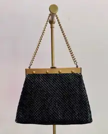 Whiting & Davis Vintage 60s  Black Mesh Metal Chain Mail Handbag Purse Retro