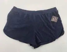 Ava & Viv Womens Plus Size 2X Navy Blue Loop Terry Cloth Shorts