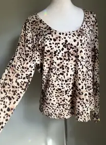 Bar 111 Leopard Cheetah Top nwT Animal Print Boho Glam 2XL Brown Tan‎ Y2K Lined