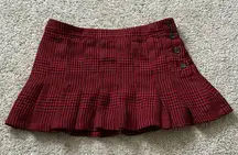 Miley Cyrus & Max Azria -‎ Juniors Red and Black Pleated Plaid Skirt Sz 1