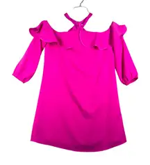 Lilly Pulitzer Dress Hot Pink Abrielle Ruffle Cold Shoulder Party Cocktail‎ 4
