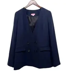 Lilly Pulitzer Blazer Collarless Staple Navy Blue Business Career Jacket Size 0