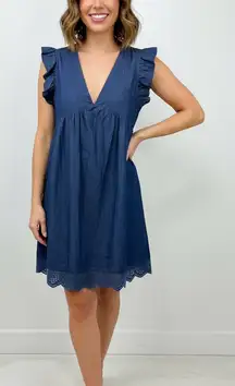 PINK LILY Women’s Denin blue romper/dress size M